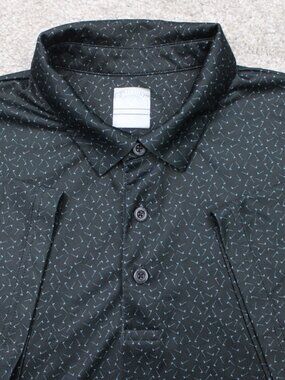 Callaway Polo Shirt Mens XL Black Geometric Opti-Dri Golf US Flag Logo S/S